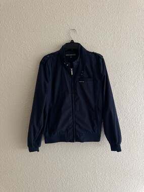 Members Only Men's Iconic Racer Jacket in Navy Blue. Size Small